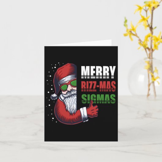 Carte Joyeux Rizz Mas Sigmas Funny Gen- Alpha X mas Père (Fleur jaune)