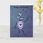Carte Joyeux Robot Chanteur Anniversaire (Fleur jaune)