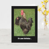 Carte Joyeux Rooster D'Anniversaire, Tirez Vos Choses ! (Fleur jaune)