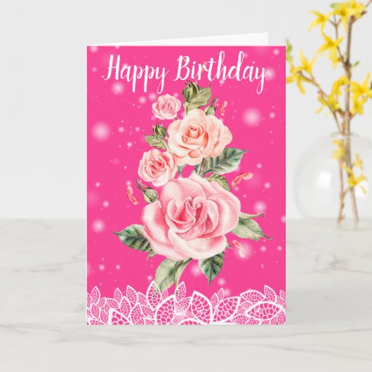 Carte Joyeux Rose d'anniversaire (Fleur jaune)