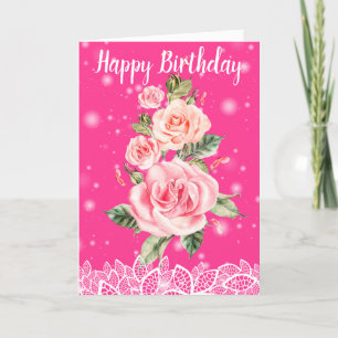 Carte Joyeux Rose d'anniversaire
