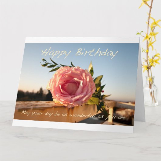 Carte Joyeux Rose d'anniversaire (Fleur jaune)