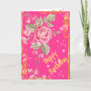 Carte Joyeux Rose d'anniversaire