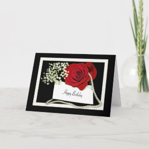 Carte Joyeux Rose d'anniversaire avec perles