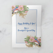 Carte Joyeux Rose d'aquarelle Bluebird Floral (Intérieur)