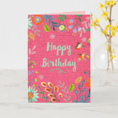 Carte Joyeux rose joyeux Fleurs d'anniversaire (Fleur jaune)