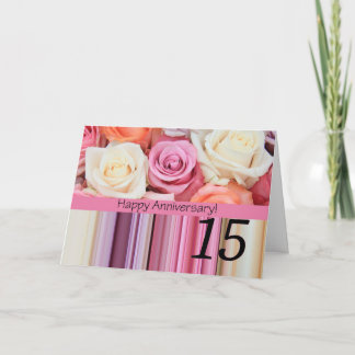 Carte Joyeux roses du 15e anniversaire
