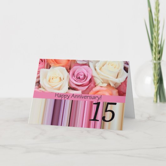 Carte Joyeux roses du 15e anniversaire (Devant)