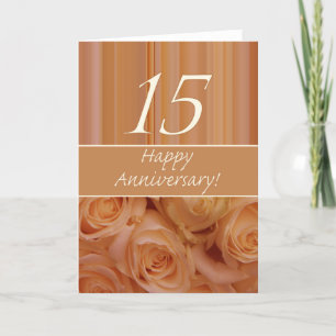 Carte Joyeux roses du 15e anniversaire