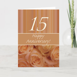 Carte Joyeux roses du 15e anniversaire