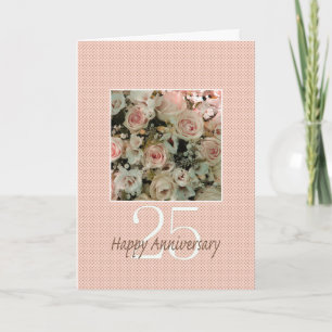 Carte Joyeux roses du 25e anniversaire