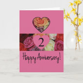 Carte Joyeux roses du 2e anniversaire (Fleur jaune)