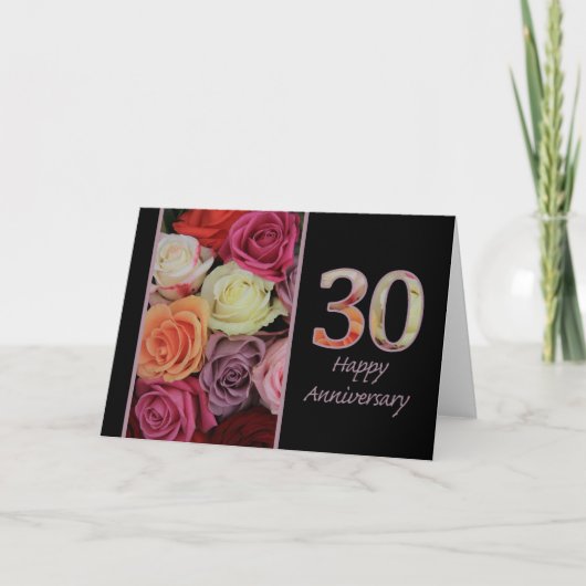 Carte Joyeux roses du 30e anniversaire (Devant)