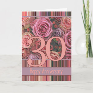 Carte Joyeux roses du 30e anniversaire