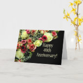 Carte Joyeux roses du 40e anniversaire (Fleur jaune)
