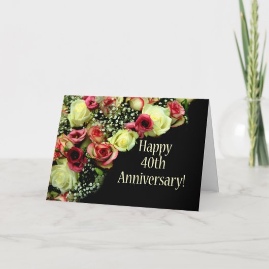 Carte Joyeux roses du 40e anniversaire (Devant)