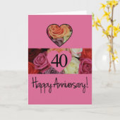 Carte Joyeux roses du 40e anniversaire (Fleur jaune)