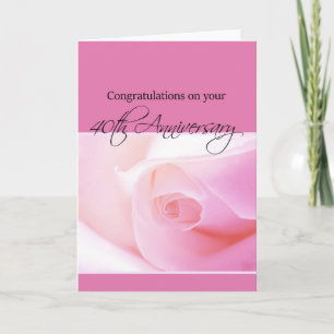 Carte Joyeux roses du 40e anniversaire