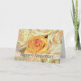 Carte Joyeux roses du 4e anniversaire