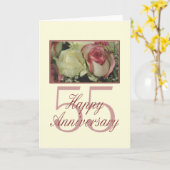 Carte Joyeux roses du 55e anniversaire (Fleur jaune)