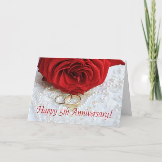 Carte Joyeux roses du 5e anniversaire (Devant)
