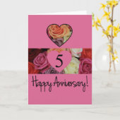 Carte Joyeux roses du 5e anniversaire (Fleur jaune)