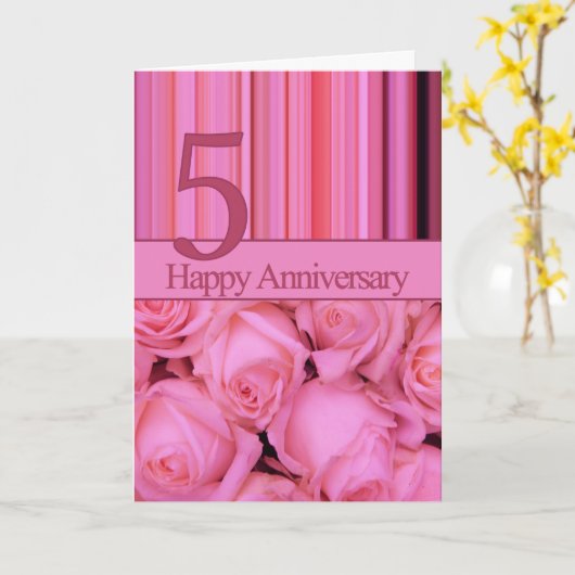 Carte Joyeux roses du 5e anniversaire (Fleur jaune)