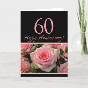 Carte Joyeux roses du 60e anniversaire