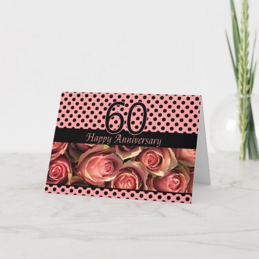 Carte Joyeux roses du 60e anniversaire (Devant)