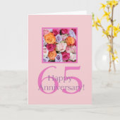 Carte Joyeux roses du 65e anniversaire (Fleur jaune)