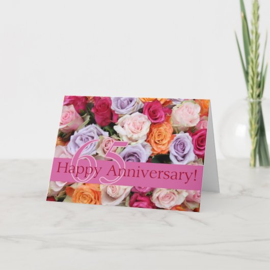 Carte Joyeux roses du 65e anniversaire (Devant)