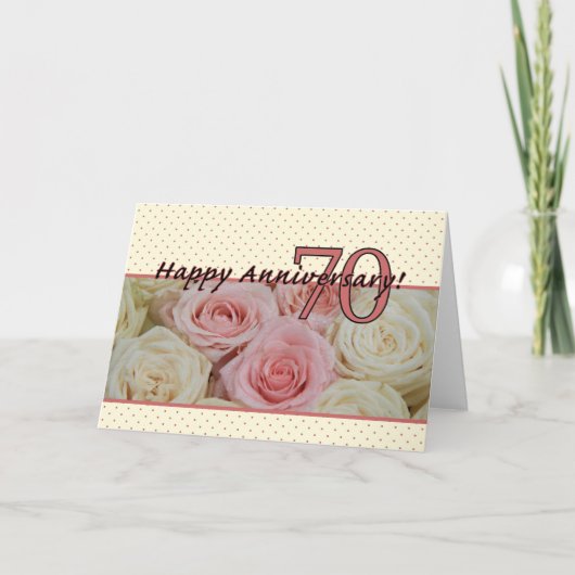 Carte Joyeux roses du 70e anniversaire (Devant)