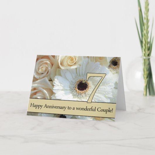 Carte Joyeux roses du 7e anniversaire (Devant)