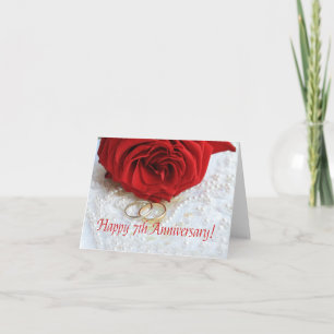Carte Joyeux roses du 7e anniversaire