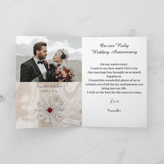 Carte Joyeux Ruby 40e anniversaire de Mariage (Intérieur)