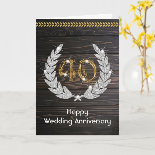 Carte Joyeux Ruby 40e anniversaire de Mariage (Fleur jaune)