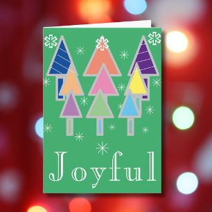 Carte Joyeux, rustique Joyeux Nom de script Noël vert