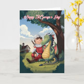 Carte Joyeux Saint George's Day Saint George et le Drago (Fleur jaune)