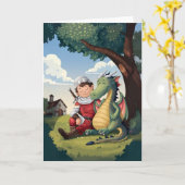 Carte Joyeux Saint George's Day Saint George et le Drago (Fleur jaune)