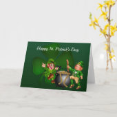 Carte Joyeux Saint Patrick's Day Leprechaun (Fleur jaune)