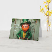 Carte Joyeux Saint Patrick's Day Leprechaun (Fleur jaune)