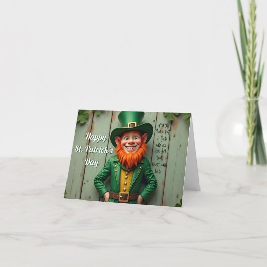 Carte Joyeux Saint Patrick's Day Leprechaun (Devant)