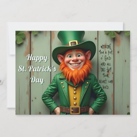 Carte Joyeux Saint Patrick's Day Leprechaun (Devant)