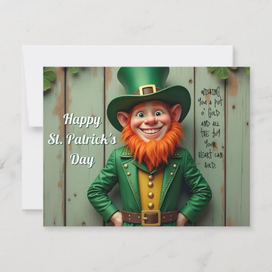 Carte Joyeux Saint Patrick's Day Leprechaun (Devant)