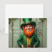 Carte Joyeux Saint Patrick's Day Leprechaun (Devant / Derrière)