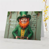Carte Joyeux Saint Patrick's Day Leprechaun (Fleur jaune)