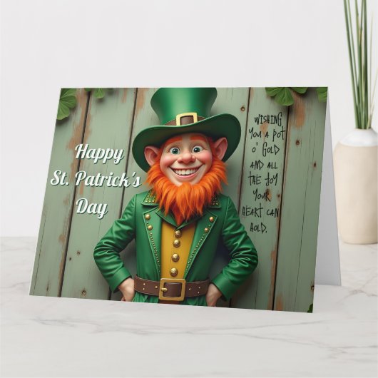 Carte Joyeux Saint Patrick's Day Leprechaun (Devant)