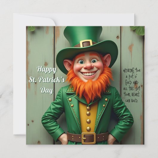 Carte Joyeux Saint Patrick's Day Leprechaun (Devant)
