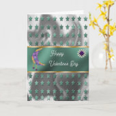 Carte Joyeux Saint Valentin Bijoux & Étoiles Lune Violet (Fleur jaune)