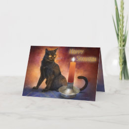 Carte Joyeux Samhain Kitten et Candle.